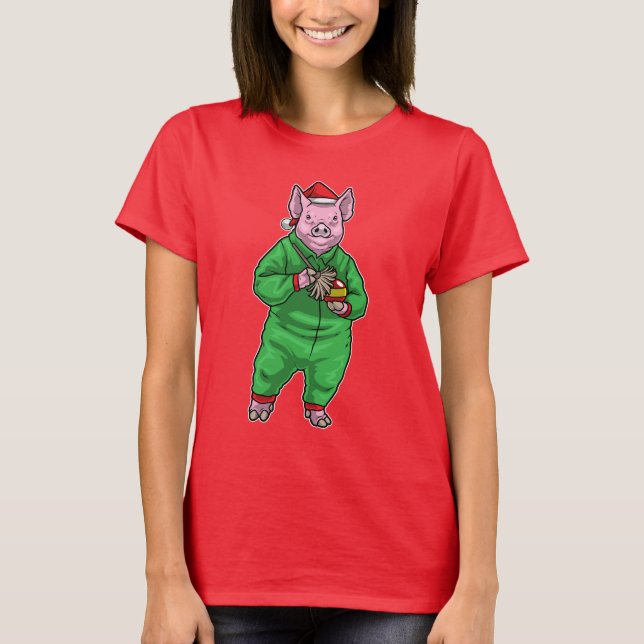 T-shirt Pig Christmas Cleaner (Devant)