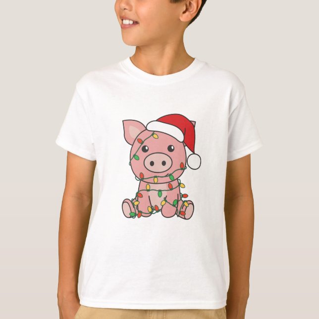 T-shirt Pig Christmas Winter Animals (Devant)