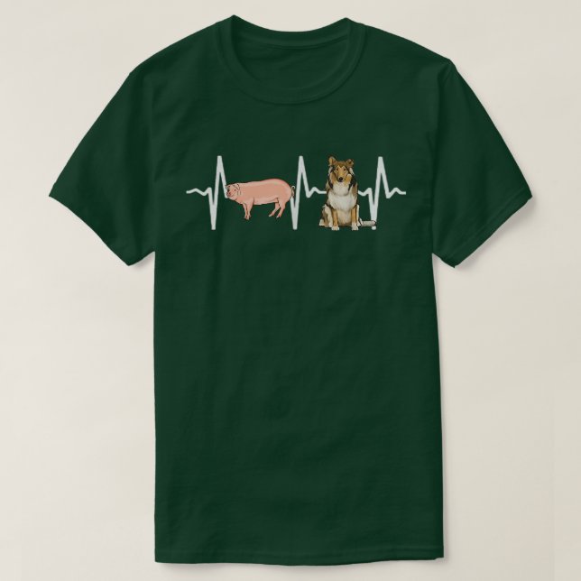 T-shirt Pig Collie Heartbeat  (Design devant)