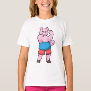 T-shirt Pig comme Bodybuilder avec grand bras Supérieur