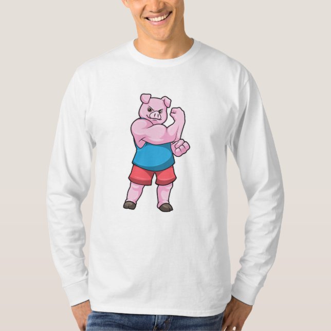 T-shirt Pig comme Bodybuilder avec grand bras Supérieur (Devant)