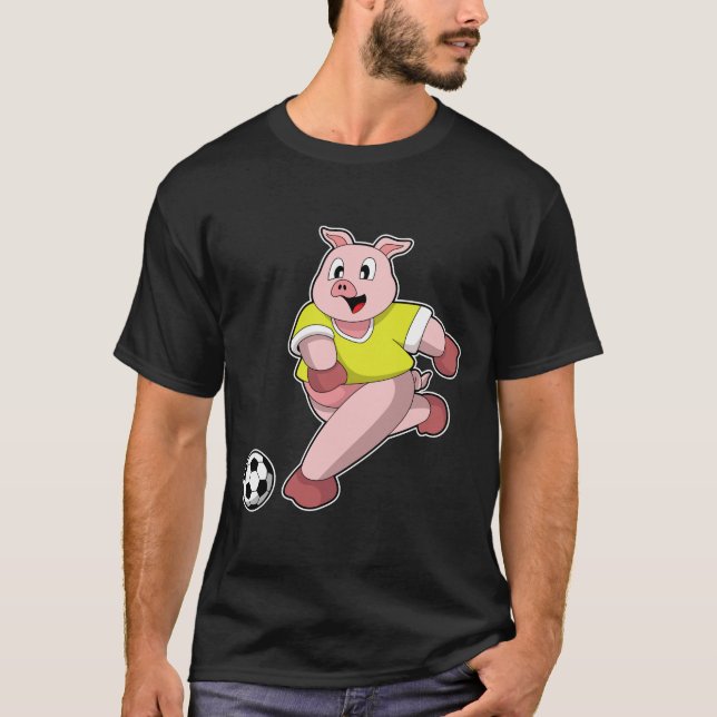 T-shirt Pig comme joueur de football avec Soccer (Devant)