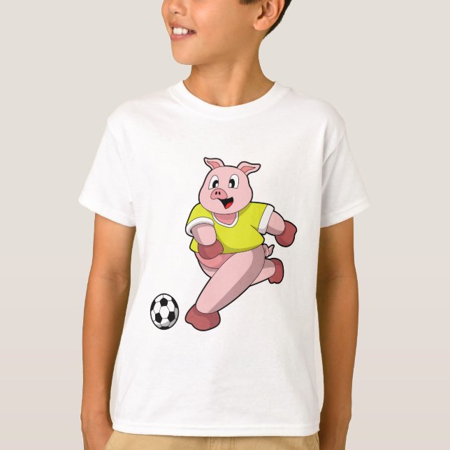T-shirt Pig comme joueur de football avec Soccer (Devant)
