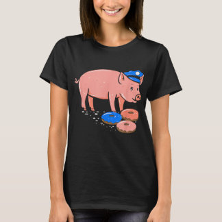 T-shirt Pig Cop Funky Agent de police Doughnut