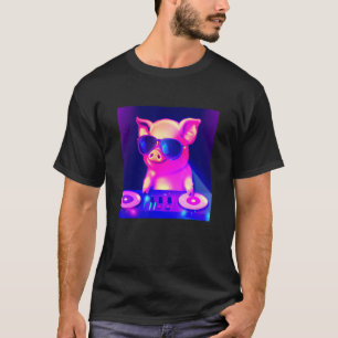 T-shirt Pig DJ Party Club Disc Jockey Gif EDM Dance Club