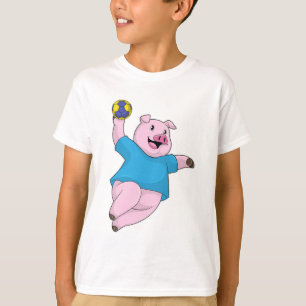 T-shirt Pig en tant que joueur de handball avec Handball
