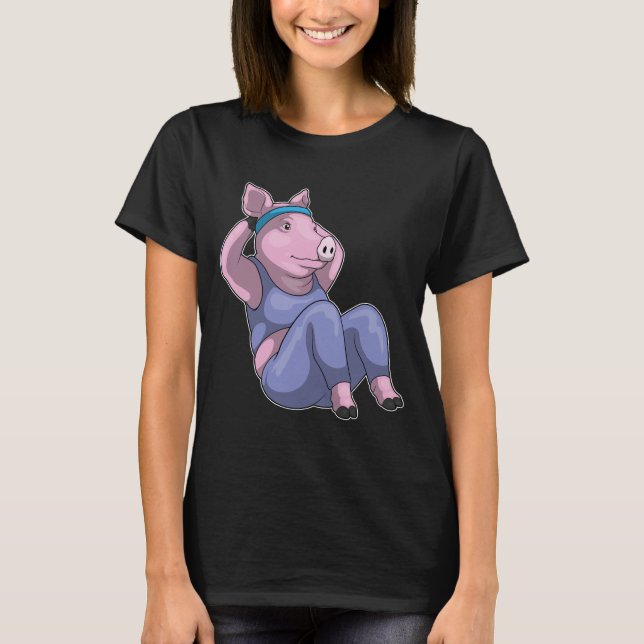 T-shirt Pig Fitness Asseyez-vous Sports (Devant)
