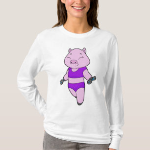 T-shirt Pig Fitness Dumbbell