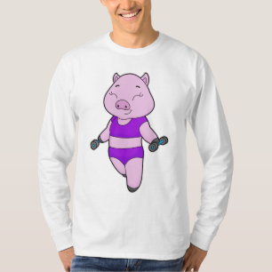 T-shirt Pig Fitness Dumbbell