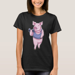 T-shirt Pig Fitness Dumbbell
