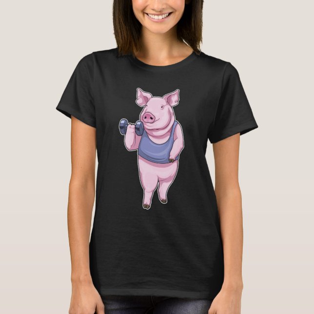 T-shirt Pig Fitness Dumbbell (Devant)