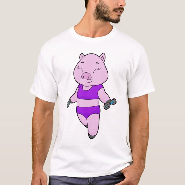 T-shirt Pig Fitness Dumbbell (Devant)