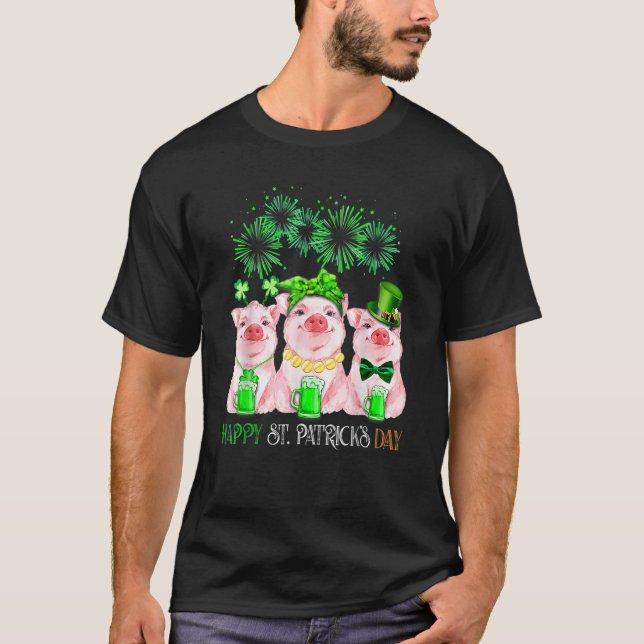 T-shirt Pig Happy St Patricks Day Family Farmer Farming Lo (Devant)