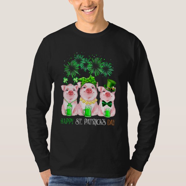 T-shirt Pig Happy St Patricks Day Family Farmer Farming Lo (Devant)
