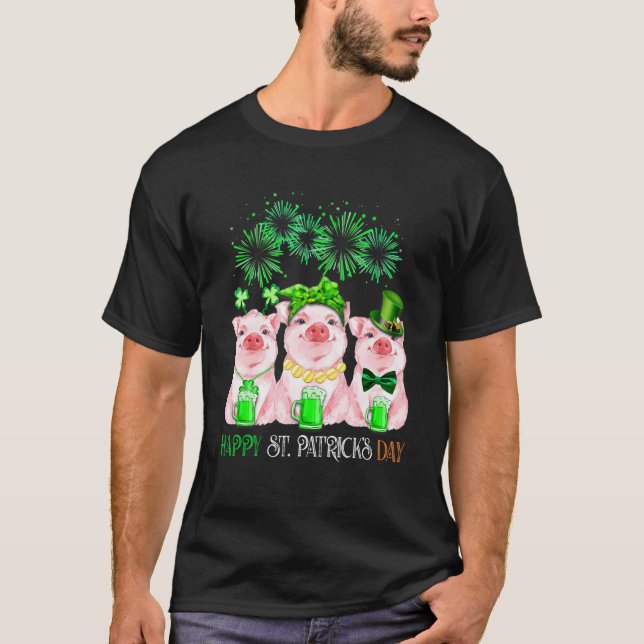 T-shirt Pig Happy St Patricks Day Family Farmer Farming Lo (Devant)