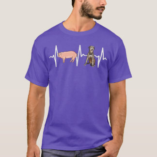 T-shirt Pig Irish Wolfhound Amoureux des chiens Heartbeat