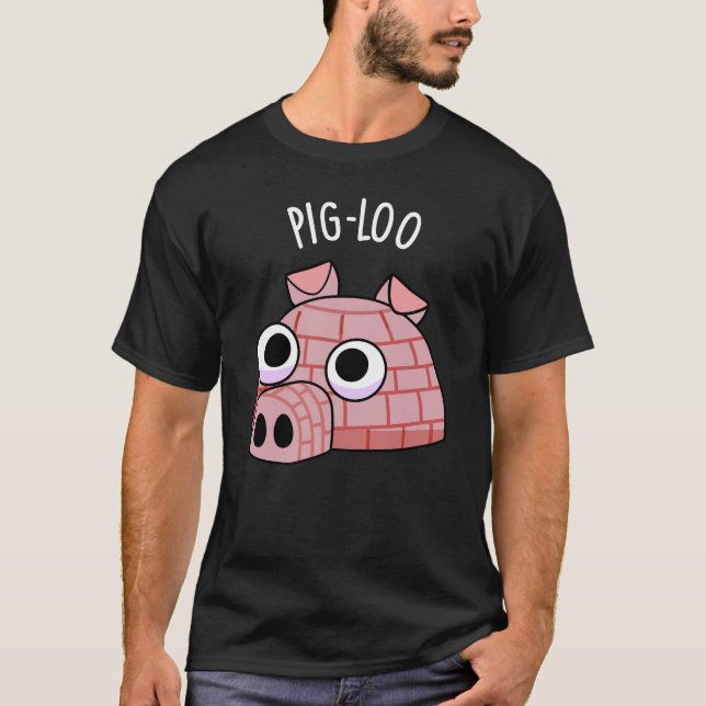 T-shirt Pig-loo Drôle de Pun Igloo Fond Sombre (Devant)