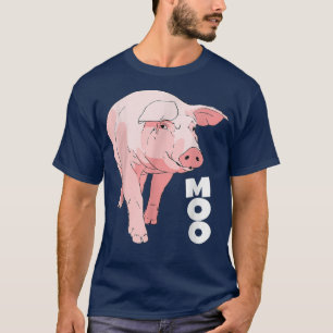 T-shirt Pig Moo Funny Cow 4589