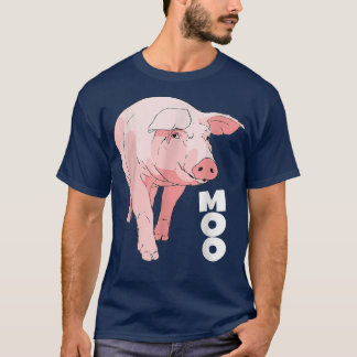 T-shirt Pig Moo Funny Cow 4589