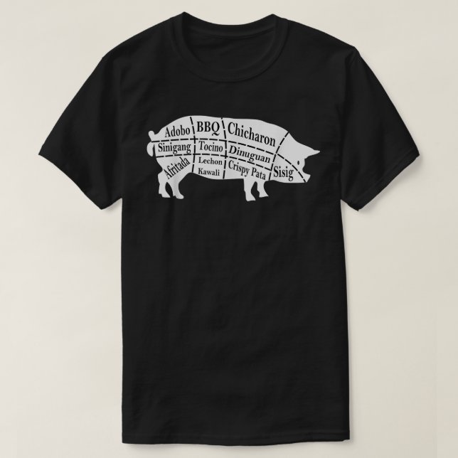 T-shirt Pig Parts Alimentation philipino BBQ Pinoy Adobo P (Design devant)