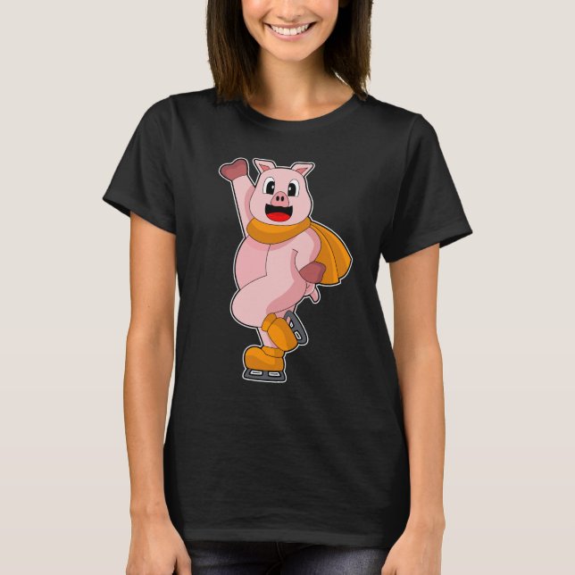 T-shirt Pig Patinage sur glace Patins sur glace (Devant)