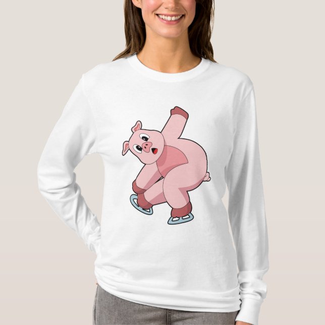 T-shirt Pig Patinage sur glace Patins sur glace (Devant)