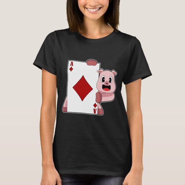 T-shirt Pig Poker Poker cartes jeu de carte (Devant)