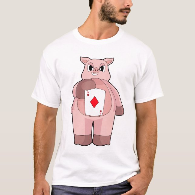 T-shirt Pig Poker Poker cartes jeu de carte (Devant)