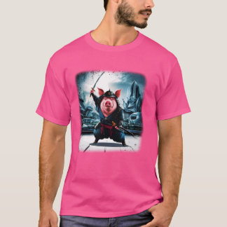 T-shirt Pig Samurai Japonais guerrier Vintage