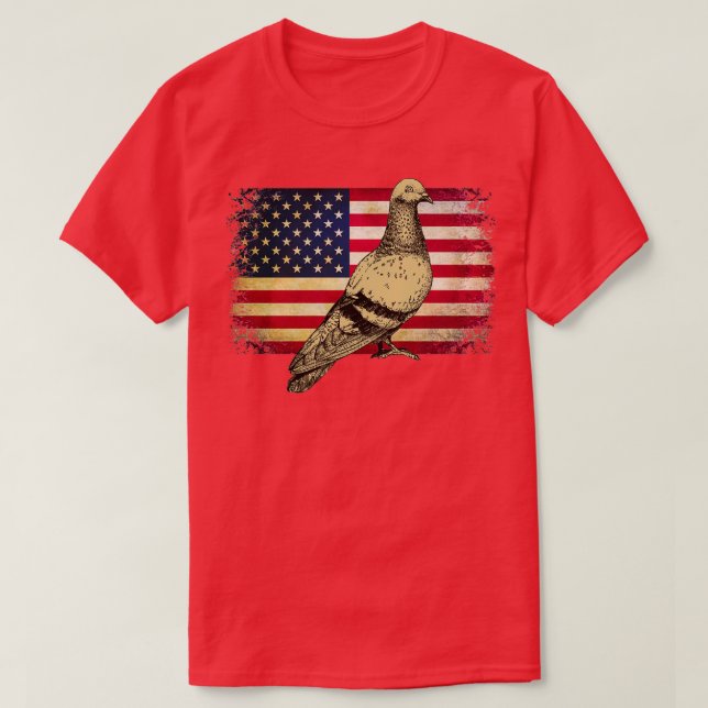 T-shirt Pigeon Bird 4 juillet Drapeau américain 2 (Design devant)