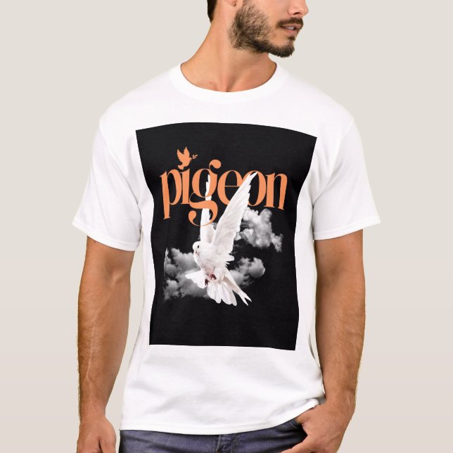 T-shirt Pigeon Blanc Élégant (Devant)