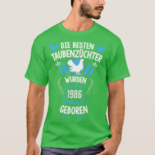 T-shirt Pigeon fancier 35e anniversaire Né 1986 pigeons 2