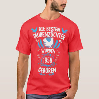 T-shirt Pigeon fancier 63e anniversaire Né en 1958 pigeons