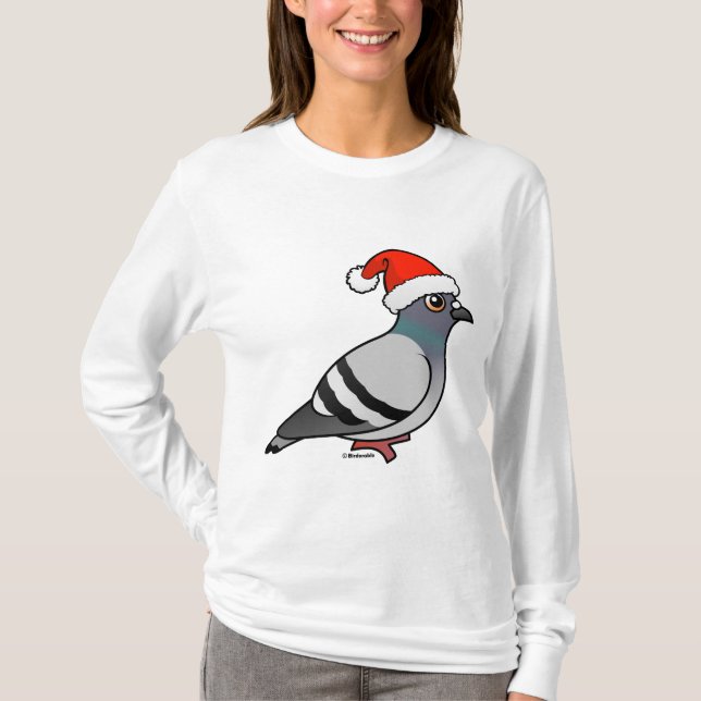 T-shirt Pigeon mignon Père Noël de bande dessinée (Devant)