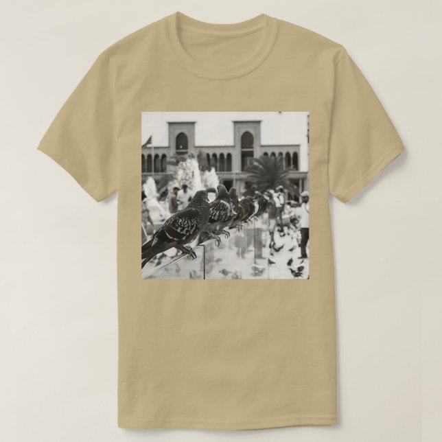 T-shirt Pigeon noir et blanc 1 (Design devant)