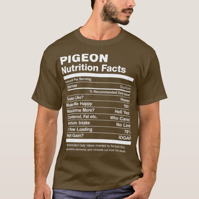 T-shirt Pigeon Nutrition Faits Drôle Graphique (Devant)
