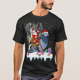 T-shirt Pigeon Oiseau Amant Noël Cadeau Père Noël équitati