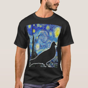 T-shirt Pigeon Starry Nuit Van Gogh Oiseaux Ornithol