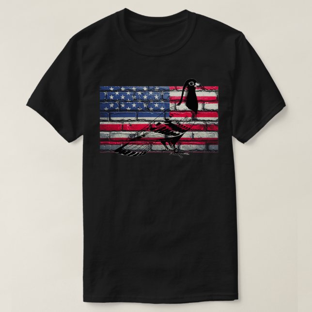 T-shirt Pigeon sur le drapeau américain (Design devant)