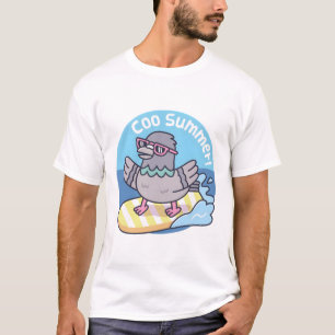 T-shirt Pigeon surfant sur une planche de surf Funny Coo É
