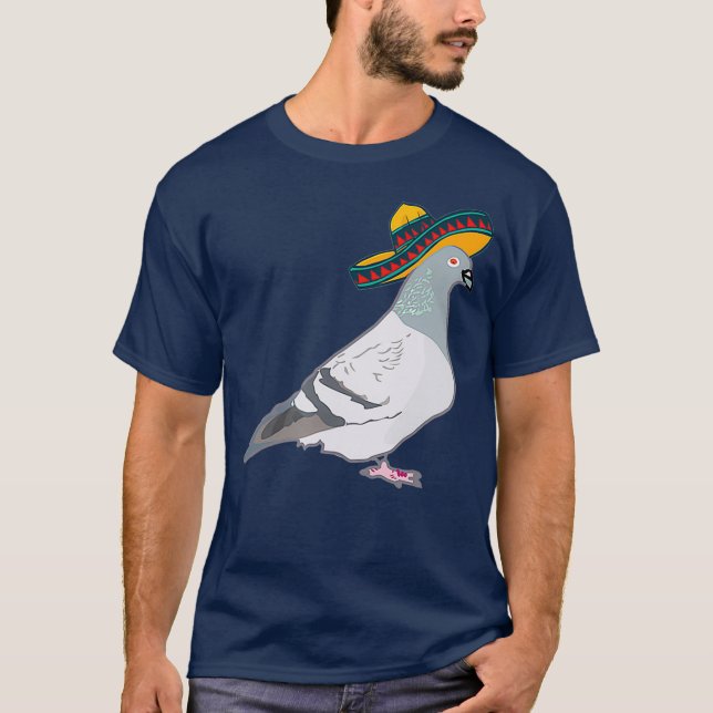 T-shirt pigeons amusants avec sombrero casquette amusant (Devant)
