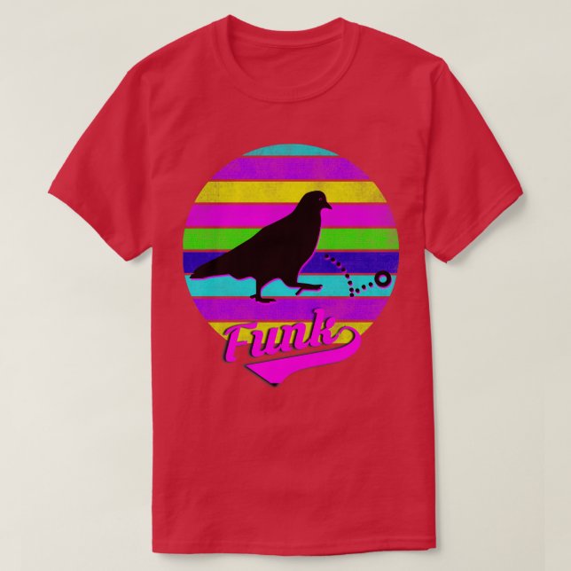 T-shirt Pigeons Jouer Ping Pong Neon Coucher de soleil Vin (Design devant)