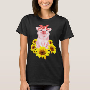 T-shirt Piggy Cute Avec Tinté De Tournesol Avec Bandana