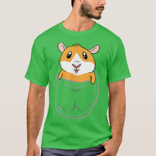 T-shirt Piggy Rodent Mignonne Assis Dans Poche Poche Guiné