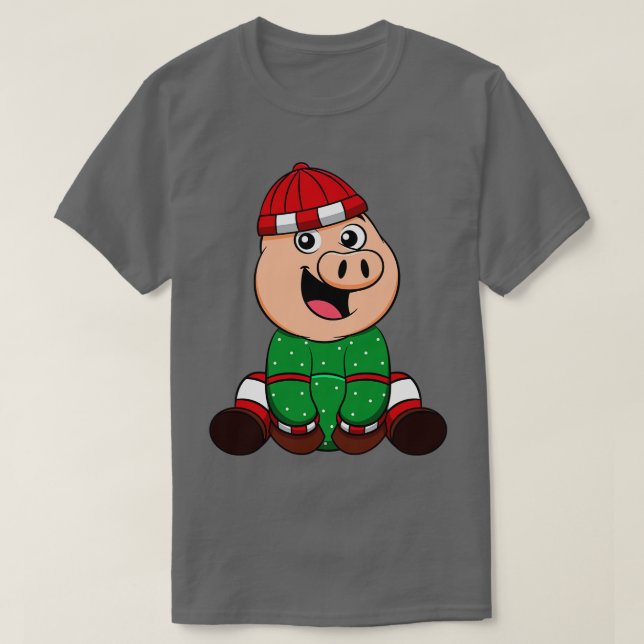 T-shirt Piglet d'hiver Cochon fermier de Noël 1 (Design devant)