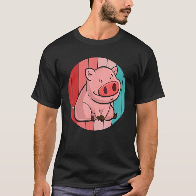 T-shirt Piglet Farming Farm Animal  Farmer Retro Pig (Devant)