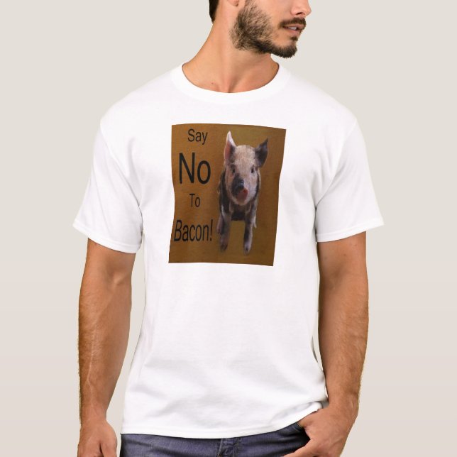 T-shirt Piglet mignon "Dites non à Bacon" (Devant)