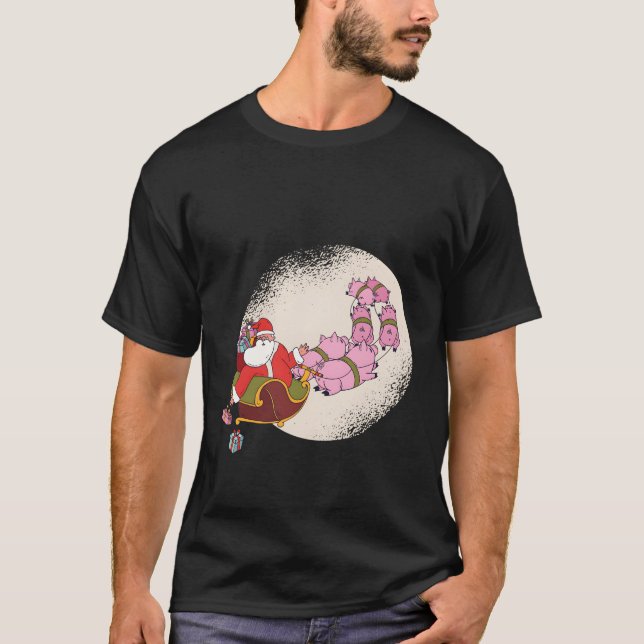 T-shirt Pignon De père Noël Avec Cochons Volants Et (Devant)