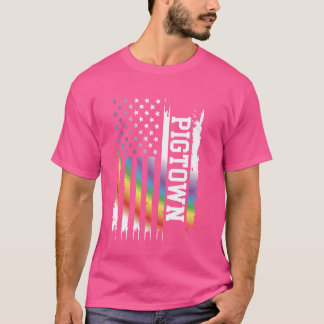 T-shirt Pigtown États-Unis Arc-en-ciel déprimé avec drapea