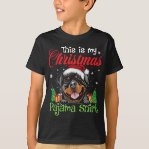 T-shirt Pijama de Noël Rottweiler Drôle Amusant Amant Chie